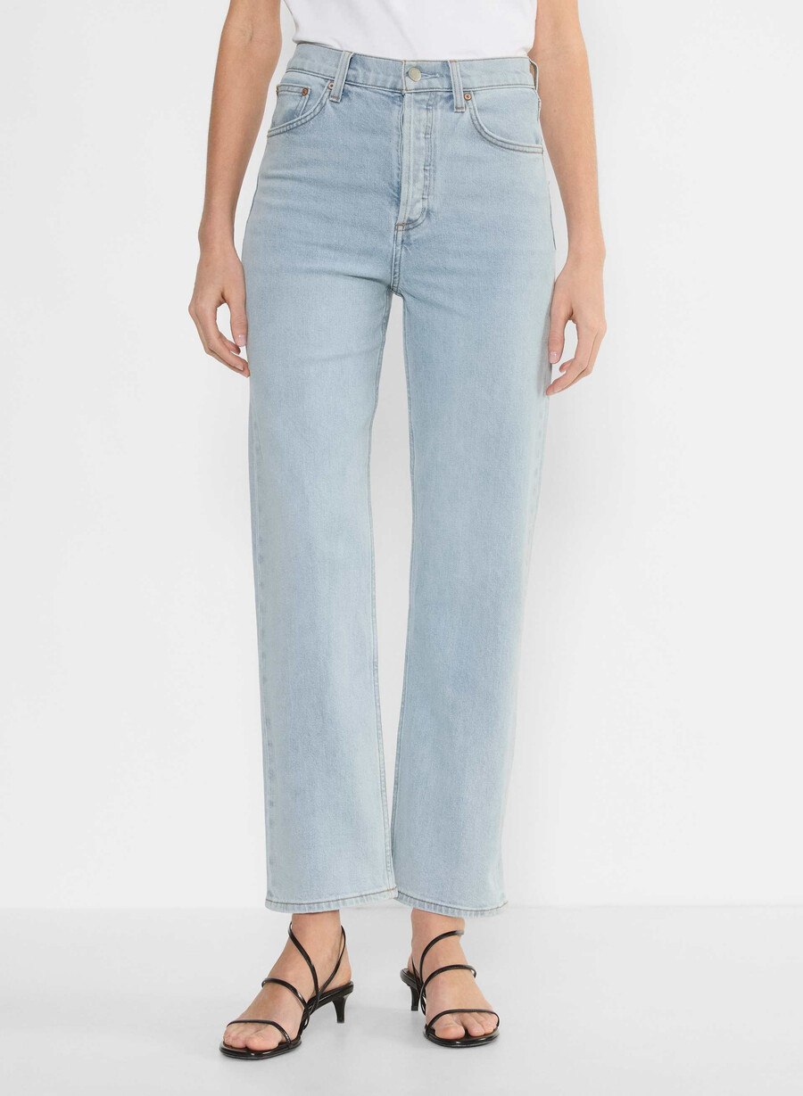 denim forum die arlo hi-rise straight jeans 15 yrs brl thr bleu