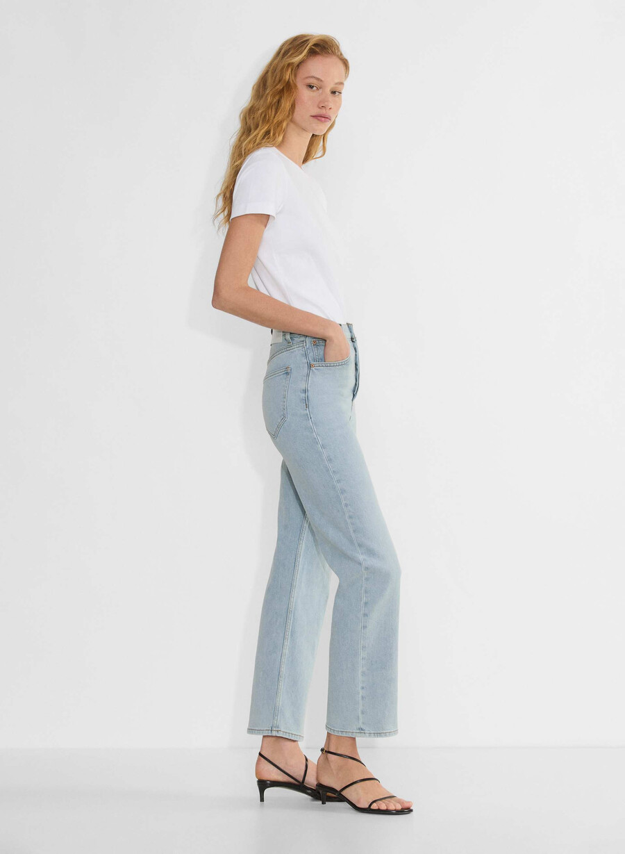 denim forum die arlo hi-rise straight jeans 15 yrs brl thr bleu