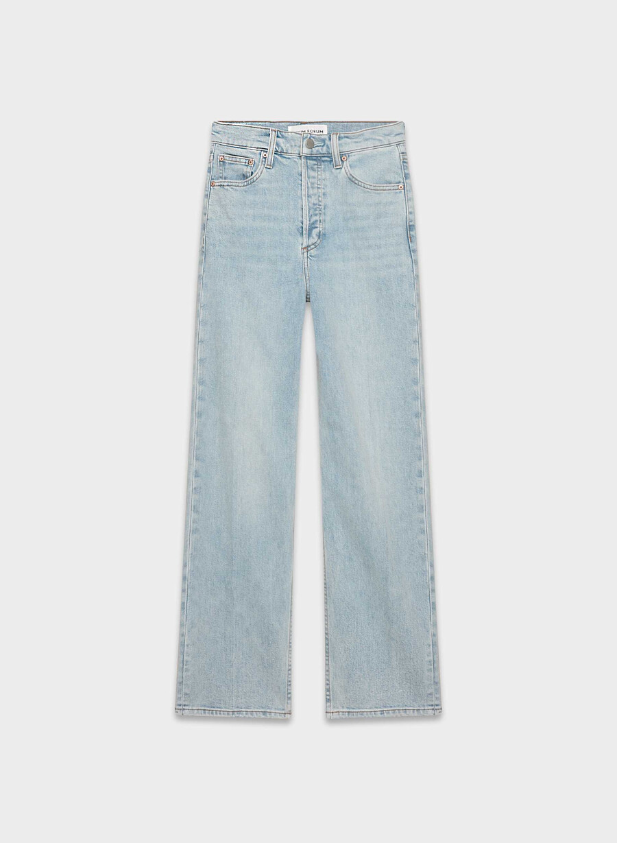 denim forum die arlo hi-rise straight jeans 15 yrs brl thr bleu