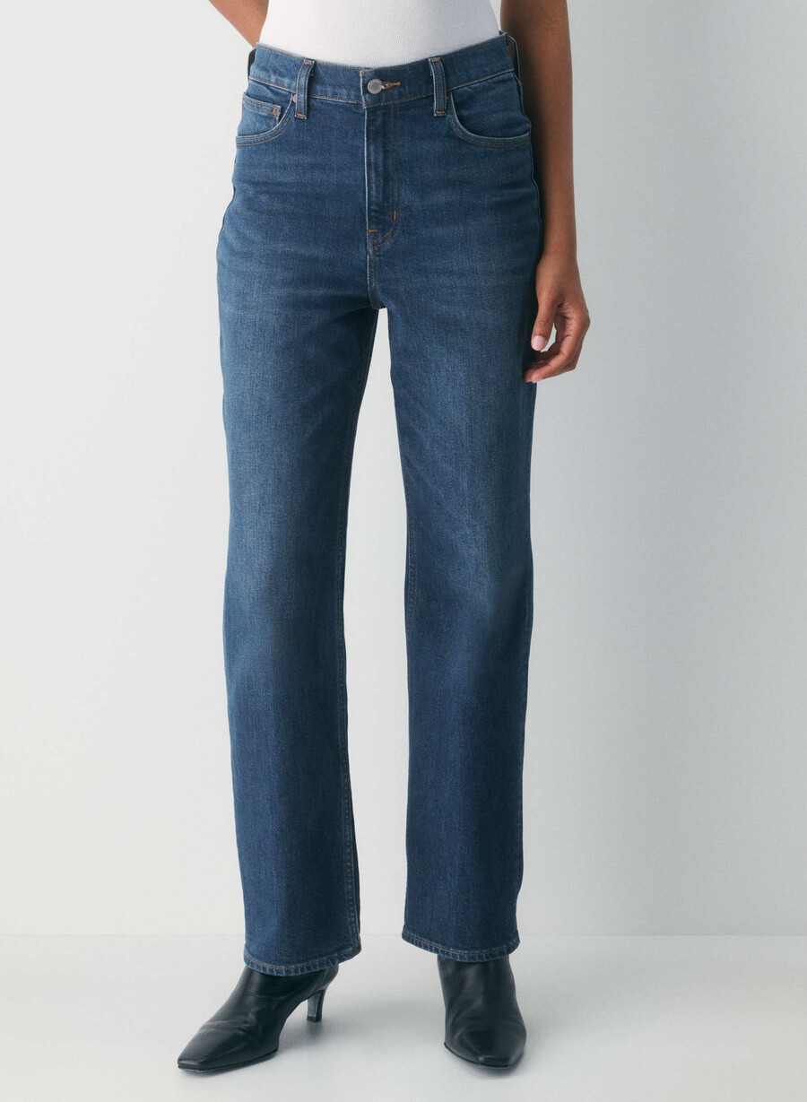 denim forum die arlo hi-rise straight jeans be about dark bleu