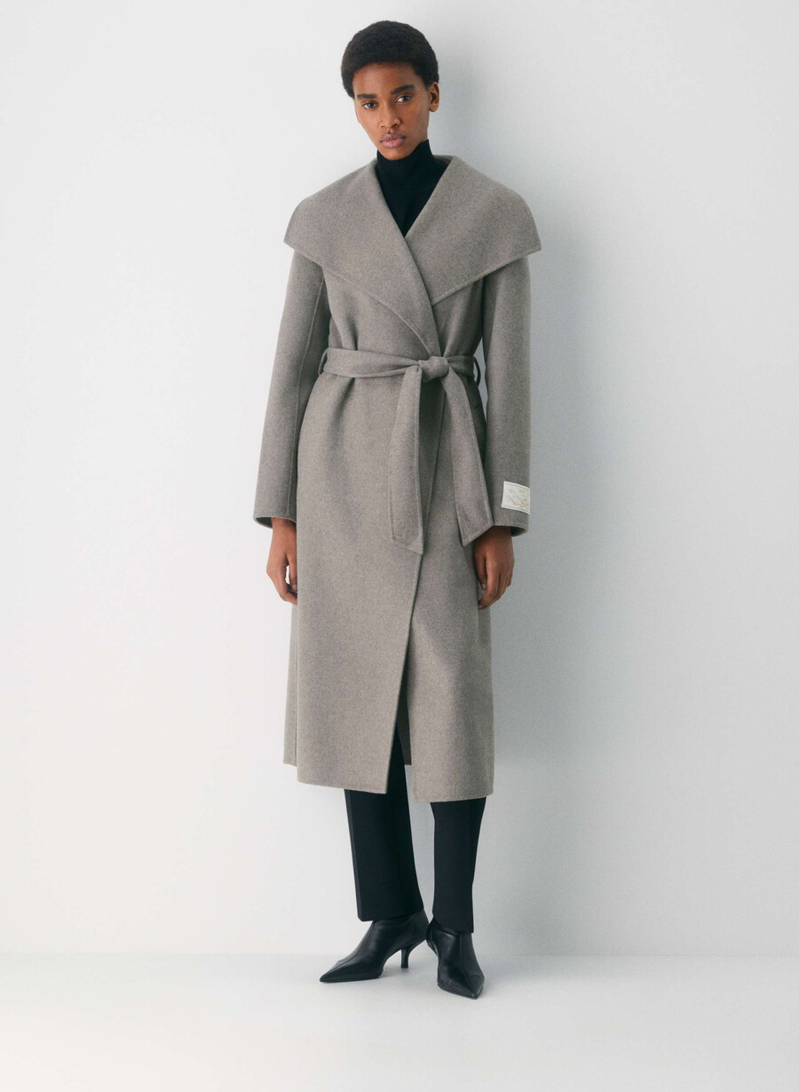 portfolio doppelmantel - luxuriöser wollkaschmir heather dark taupe