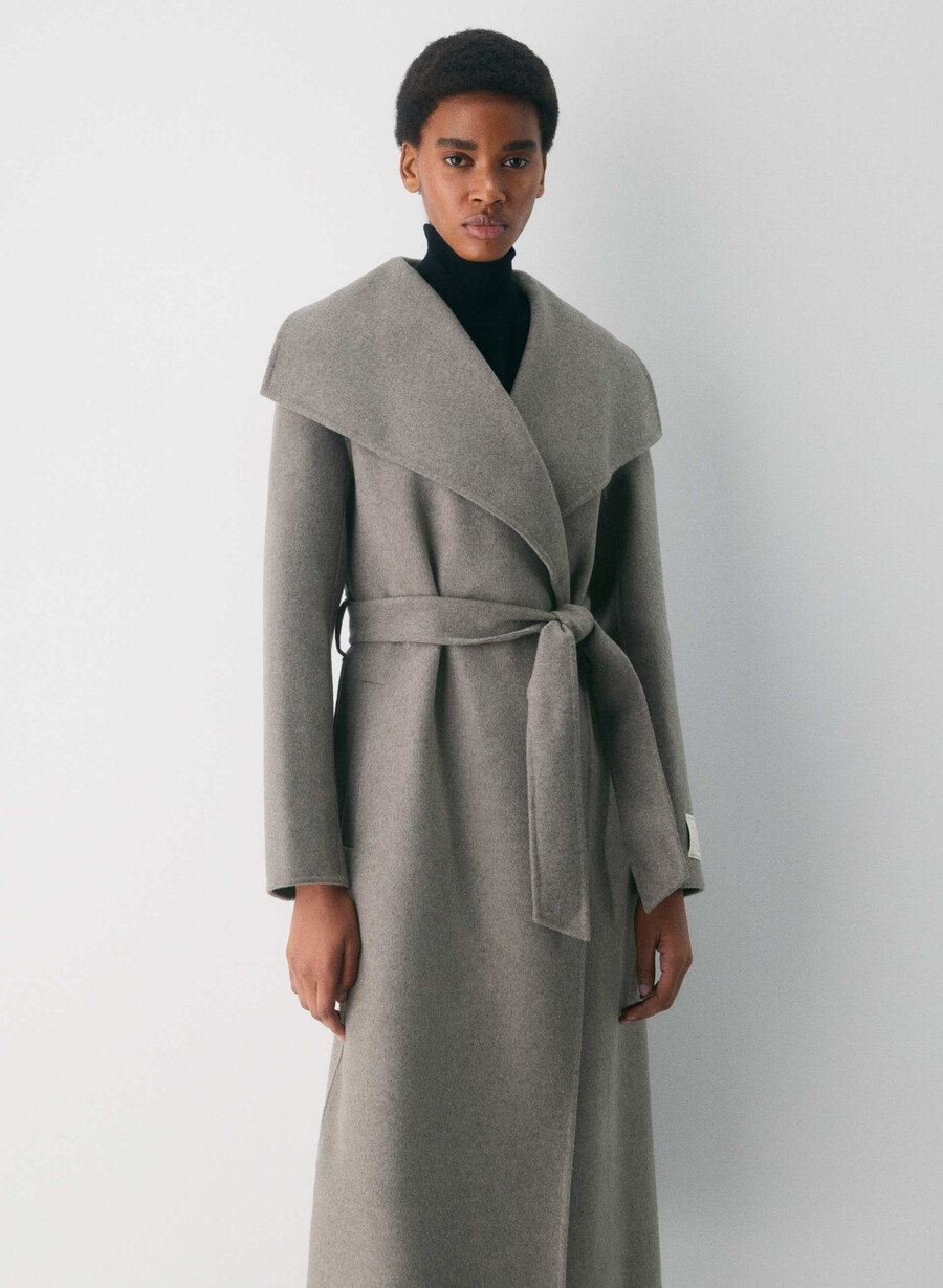 portfolio doppelmantel - luxuriöser wollkaschmir heather dark taupe