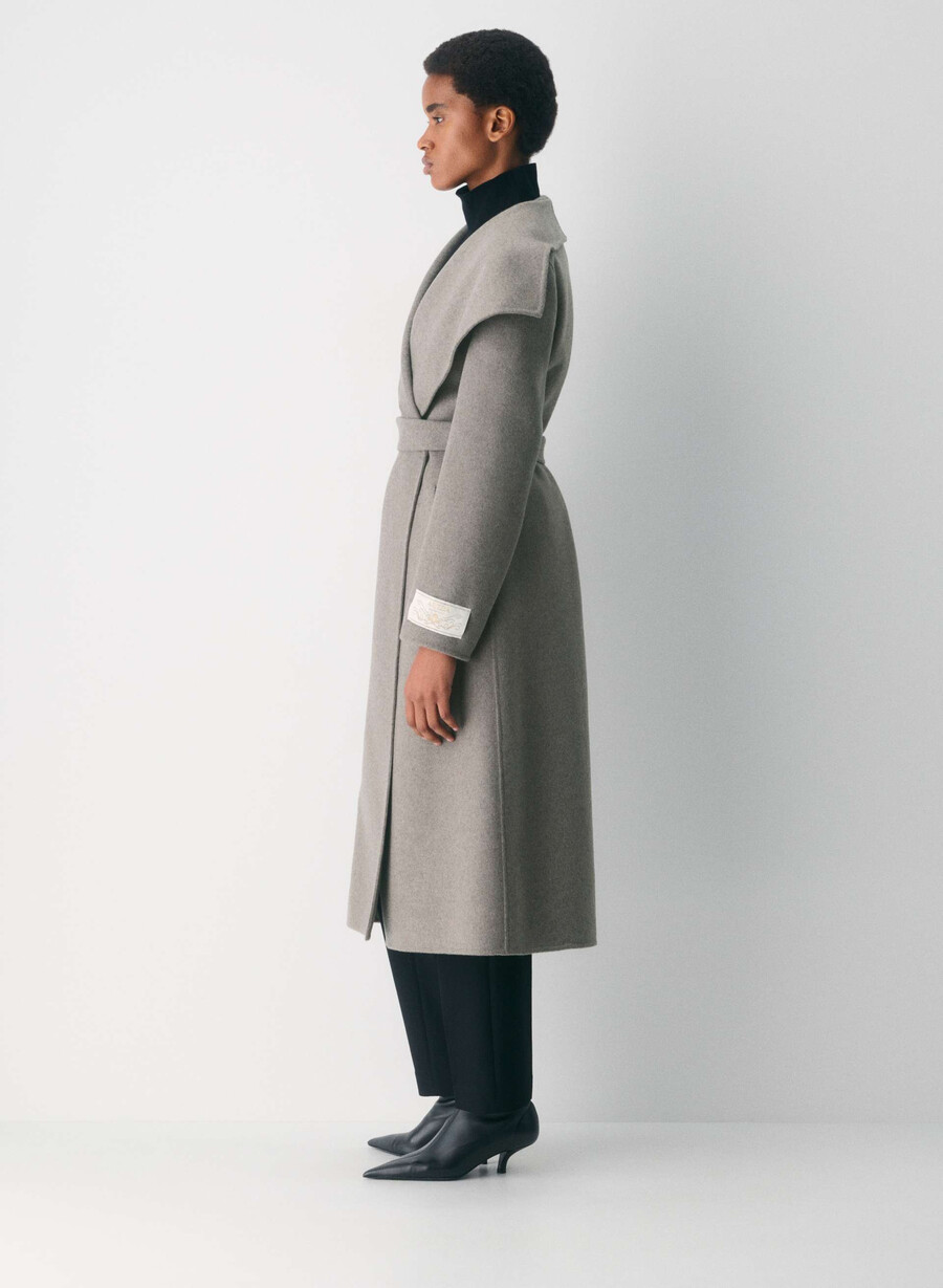 portfolio doppelmantel - luxuriöser wollkaschmir heather dark taupe