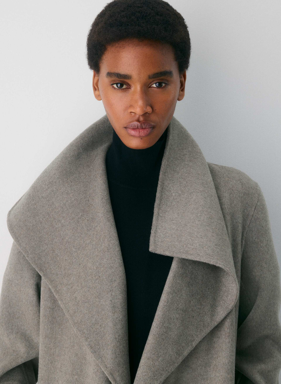 portfolio doppelmantel - luxuriöser wollkaschmir heather dark taupe