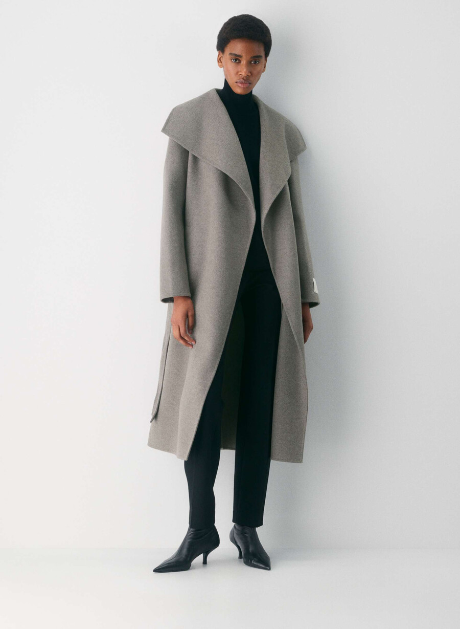 portfolio doppelmantel - luxuriöser wollkaschmir heather dark taupe