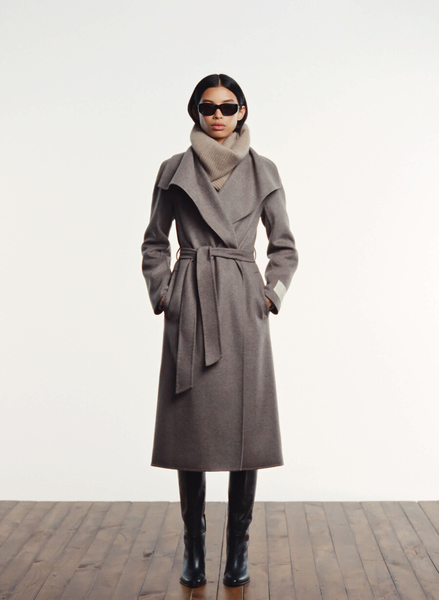 portfolio doppelmantel - luxuriöser wollkaschmir heather dark taupe