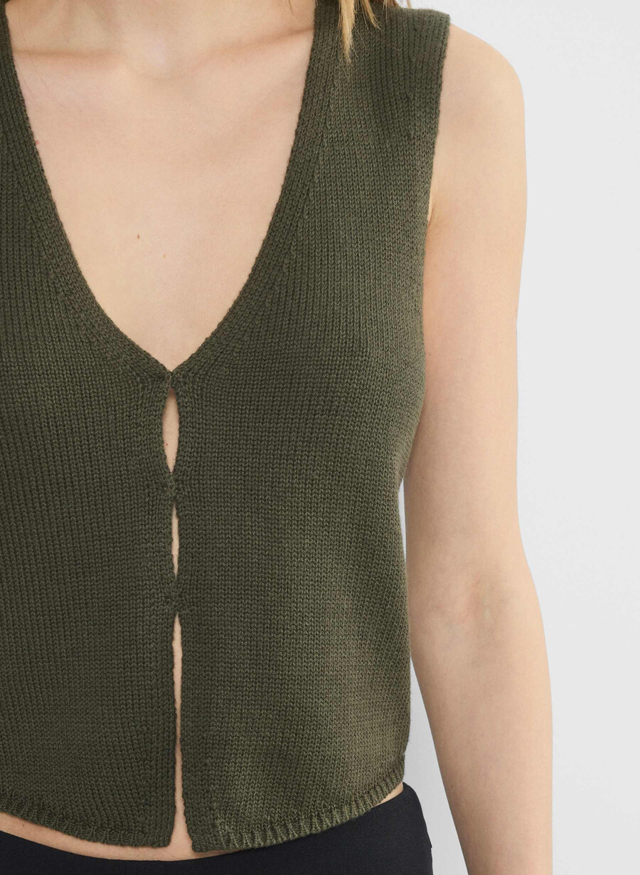 baskische strickweste dunkeloliv