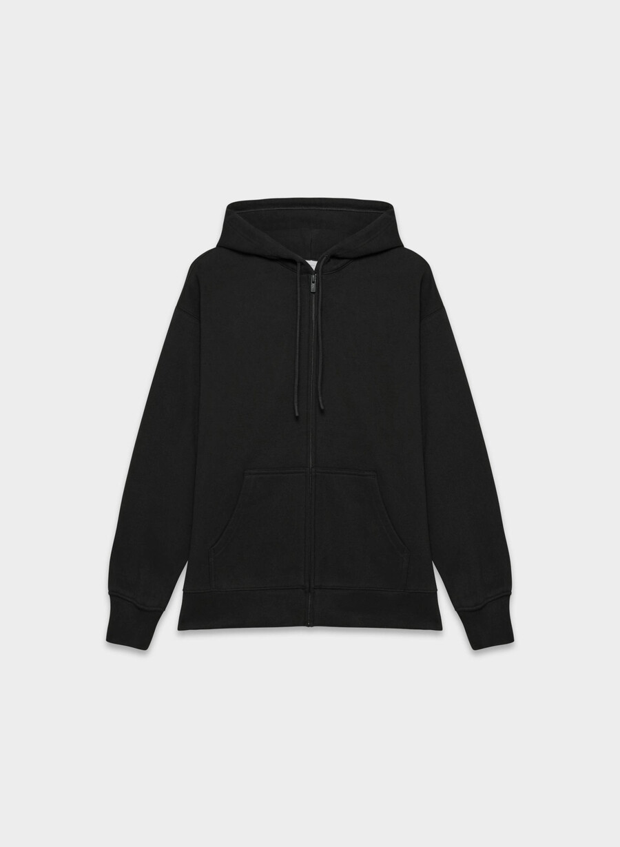 gemütlicher boyfriend-hoodie aus sweatfleece mit reißverschluss schwarz