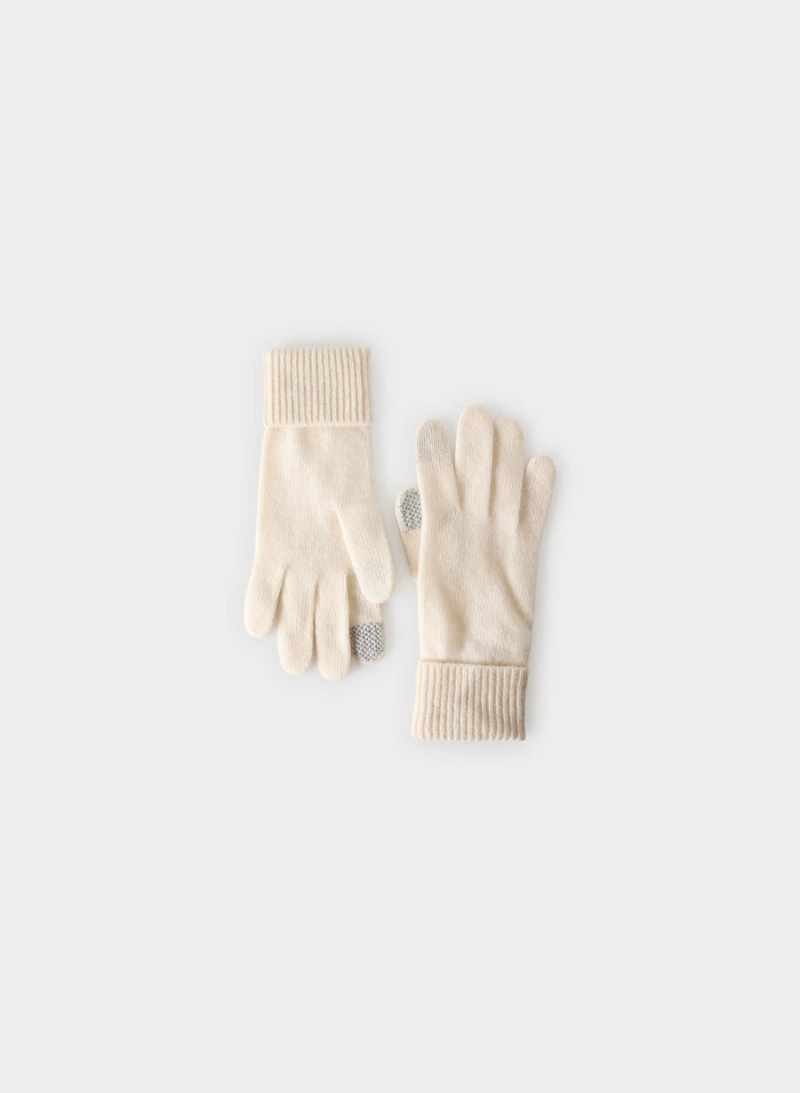 tech-handschuhe aus kaschmir mit bündchen flüsterweiß