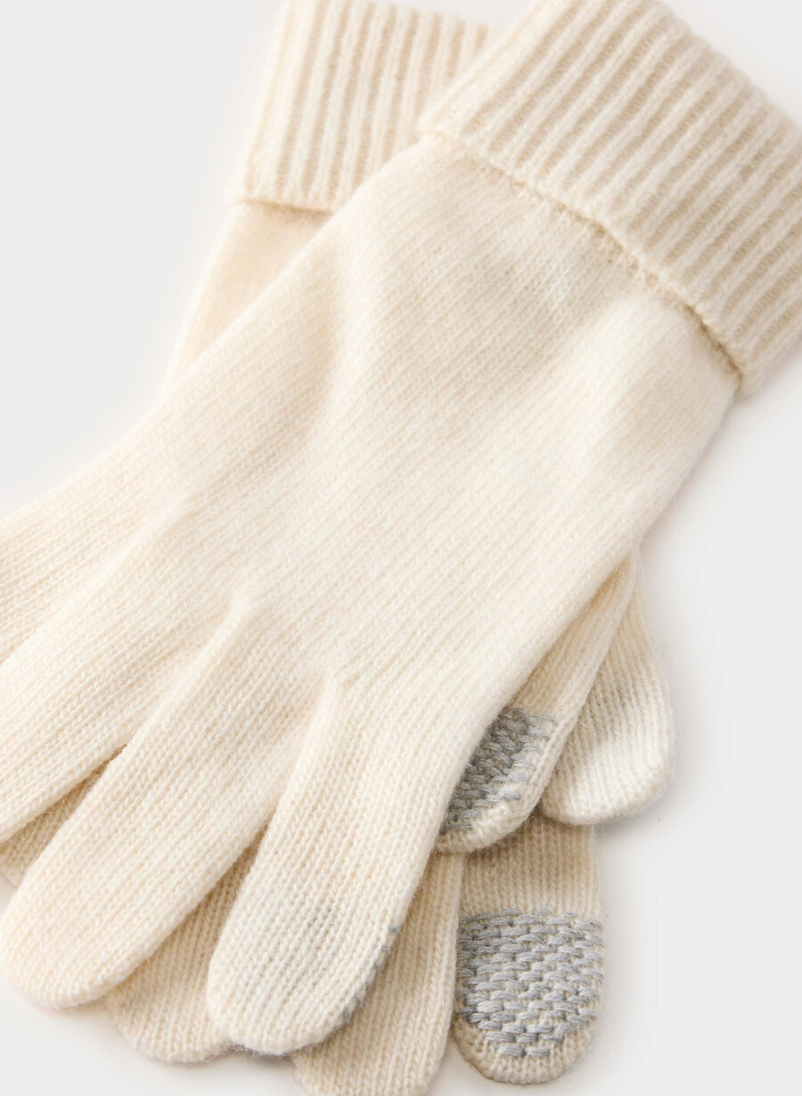 tech-handschuhe aus kaschmir mit bündchen flüsterweiß