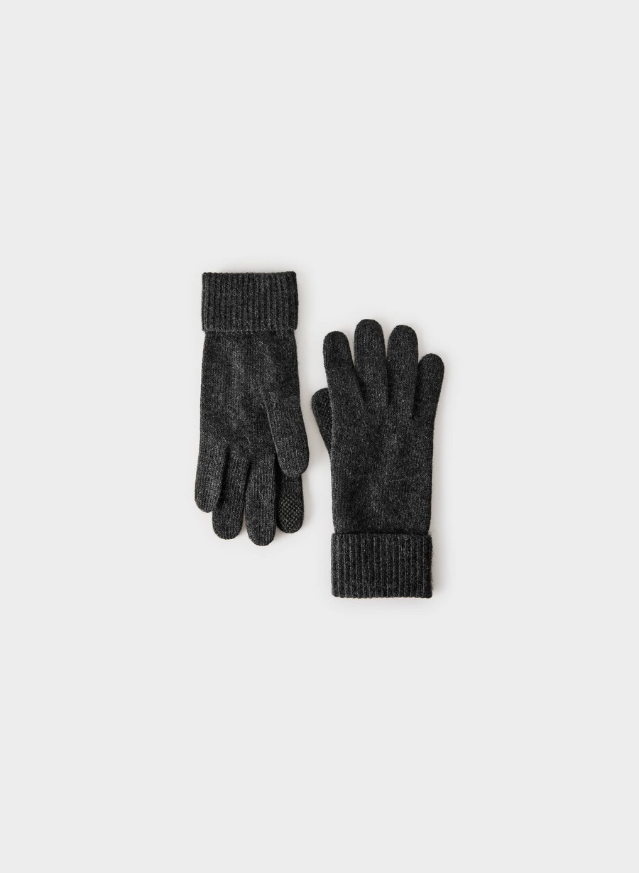 tech-handschuhe mit kaschmirbündchen meliert anthrazit