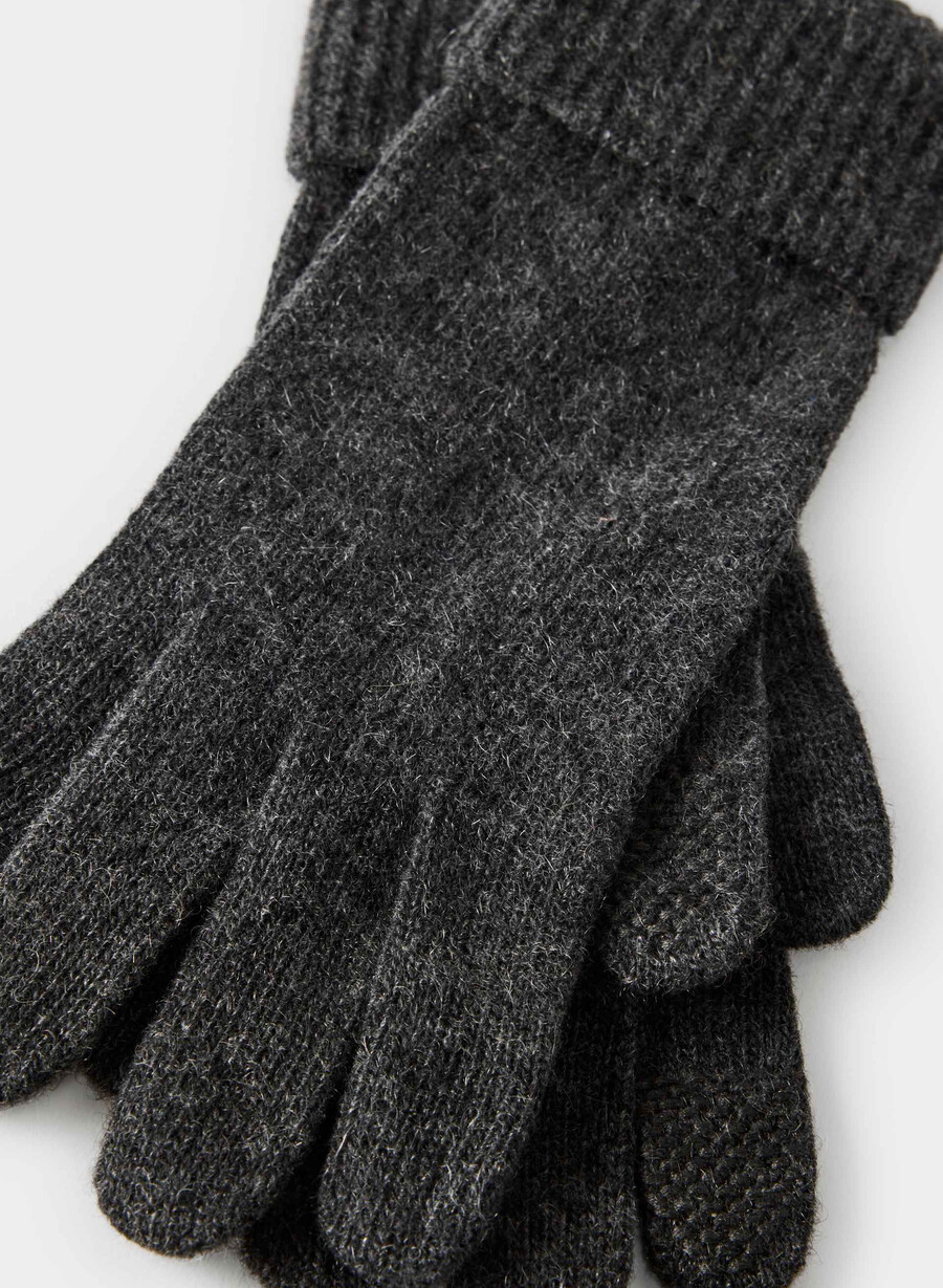tech-handschuhe mit kaschmirbündchen meliert anthrazit