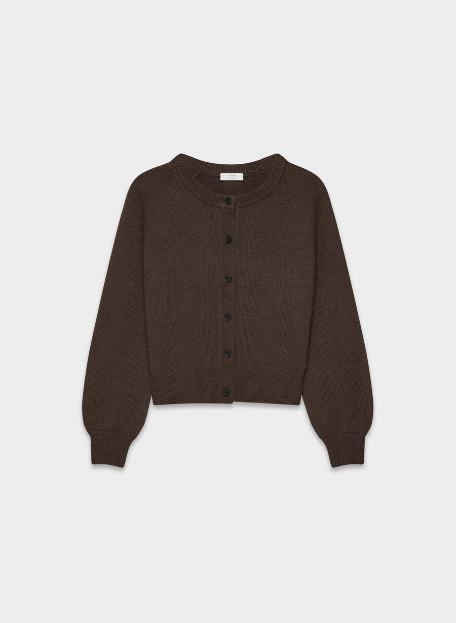 essential wool cashmere london cardigan rich mocha brown
