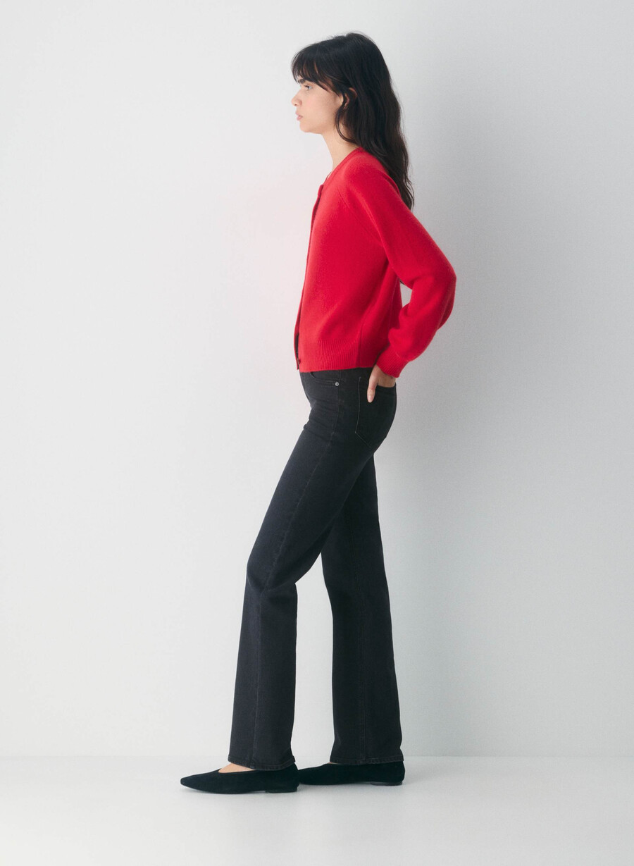 essential wool cashmere london cardigan flashing red