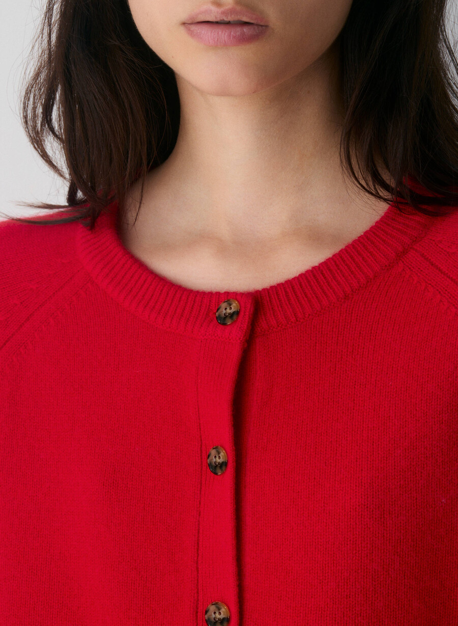 essential wool cashmere london cardigan flashing red