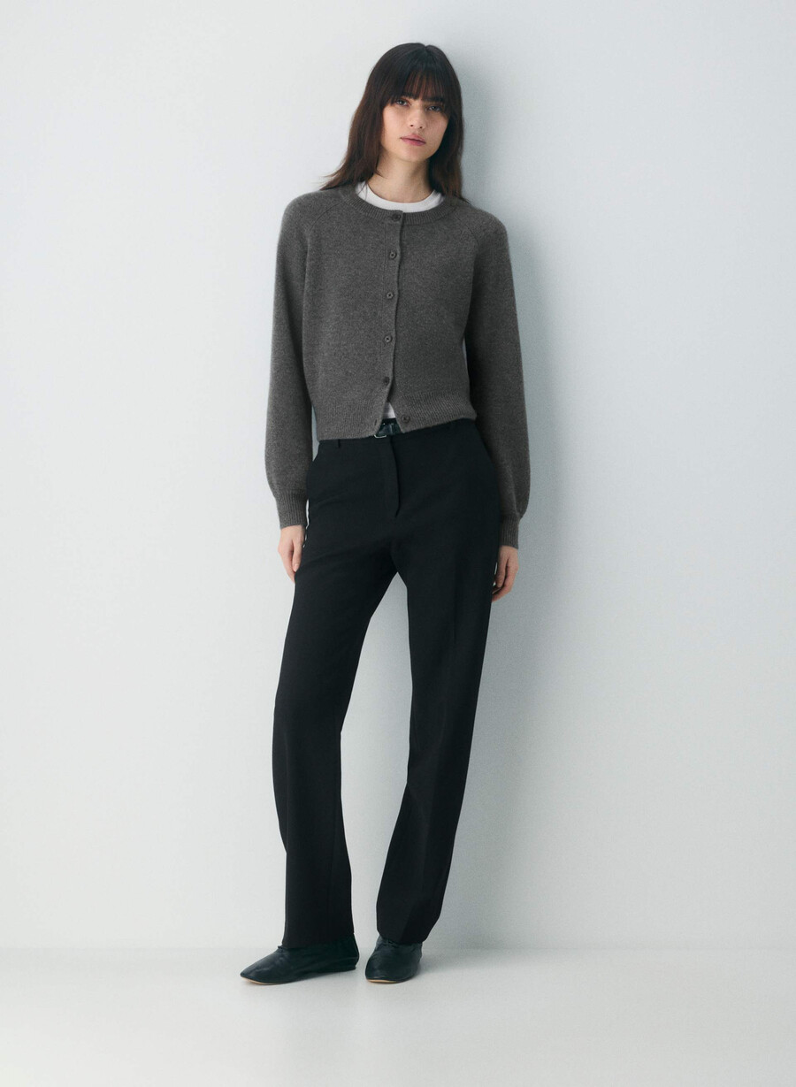 essential wool cashmere london cardigan heather charcoal