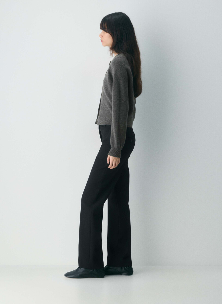 essential wool cashmere london cardigan heather charcoal