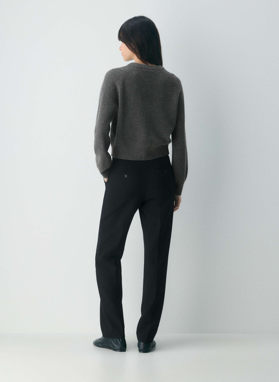 essential wool cashmere london cardigan heather charcoal