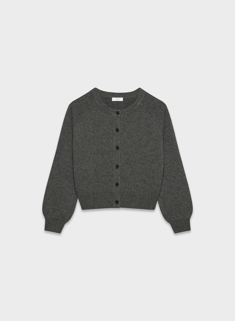 essential wool cashmere london cardigan heather charcoal