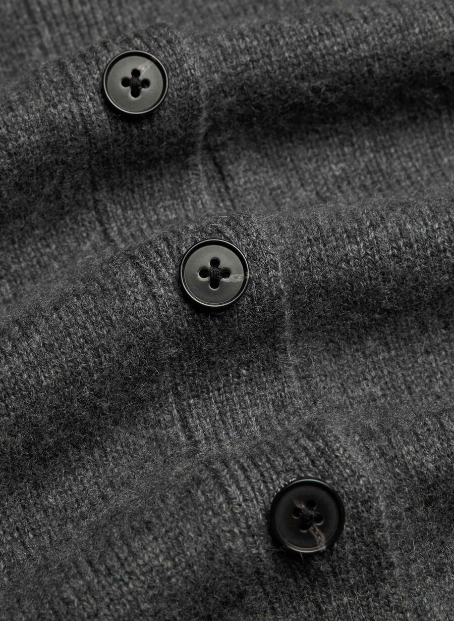 essential wool cashmere london cardigan heather charcoal