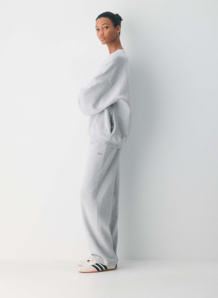 gemütliche sweatfleece-jogginghose mit perfektem bund heather chrome