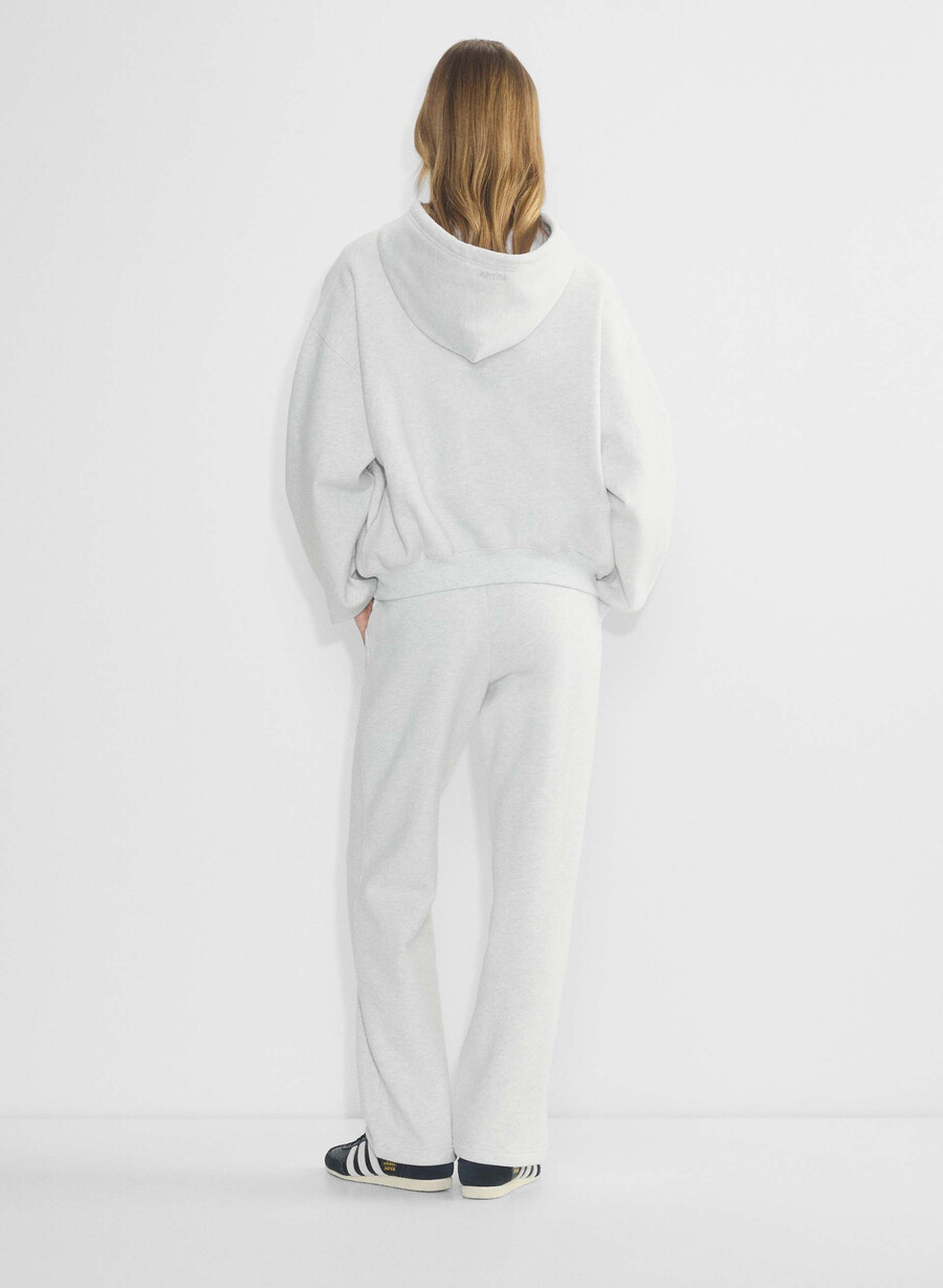 kuscheliger fleece-kapuzenpullover mit mega-reißverschluss metalles wolkenweiss
