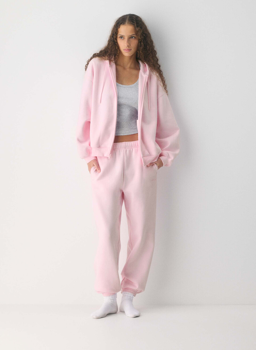 kuscheliger fleece-hoodie mit mega-reißverschluss villa pink