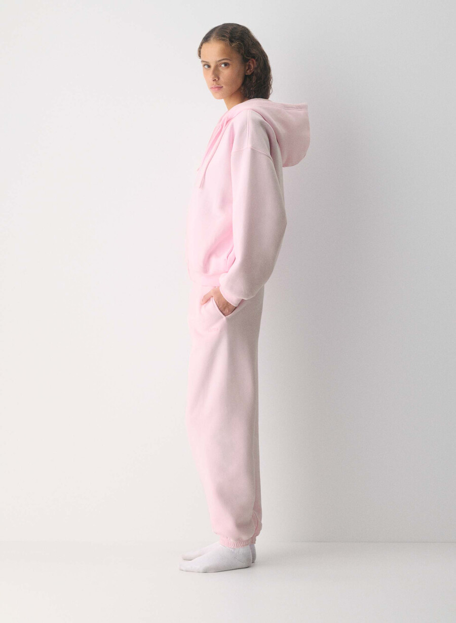kuscheliger fleece-hoodie mit mega-reißverschluss villa pink