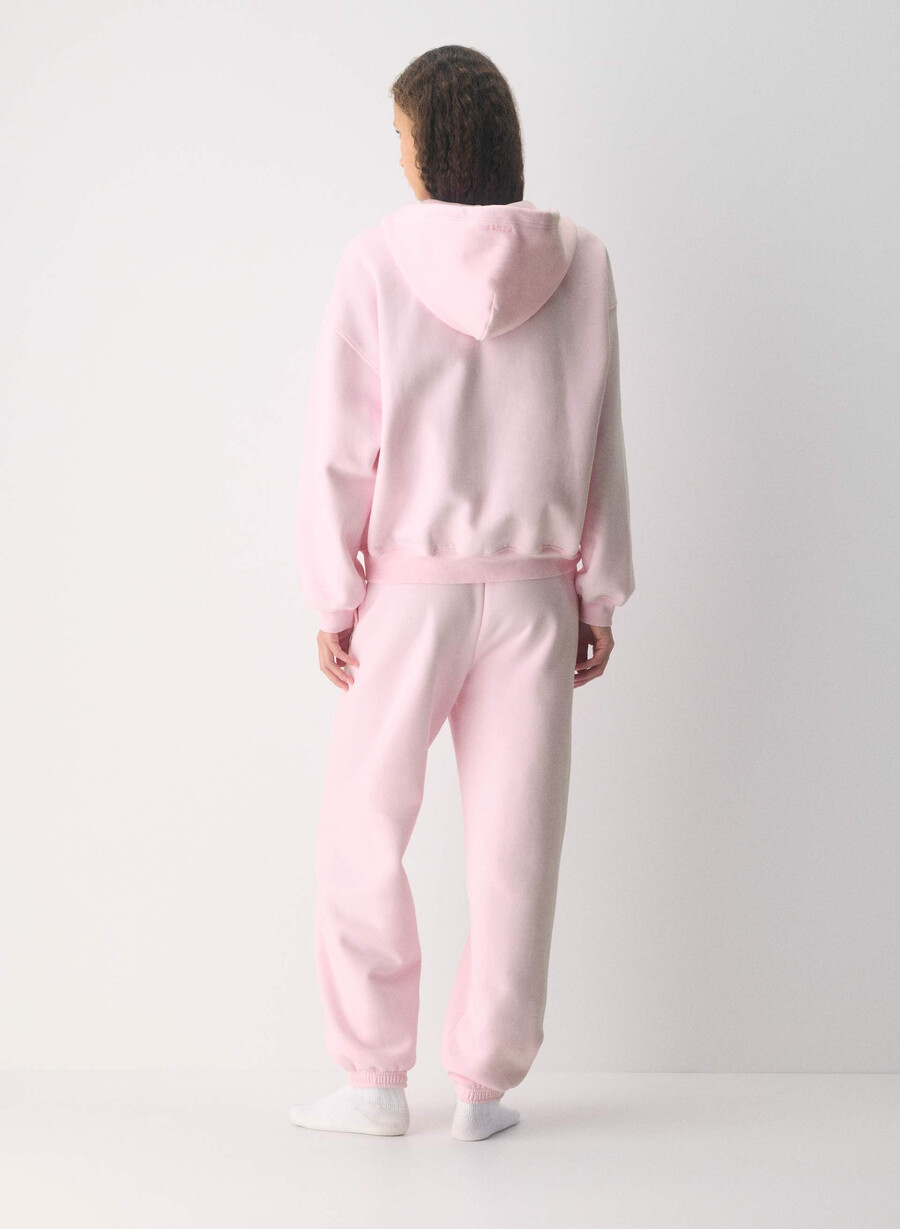 kuscheliger fleece-hoodie mit mega-reißverschluss villa pink