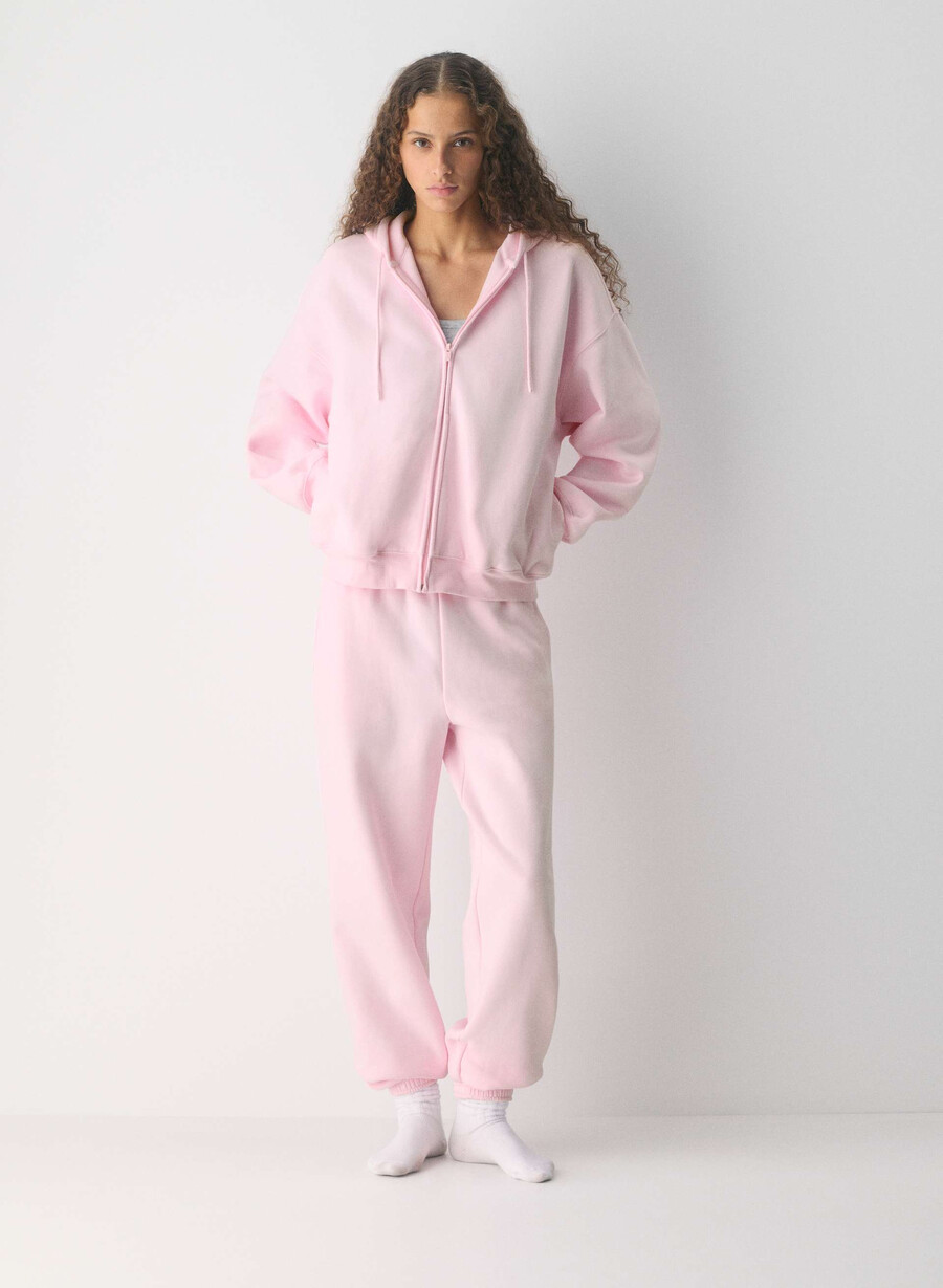 kuscheliger fleece-hoodie mit mega-reißverschluss villa pink
