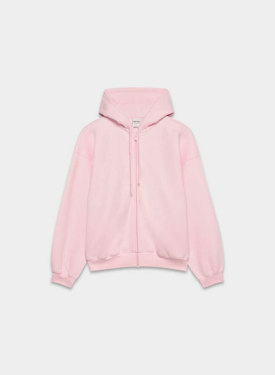kuscheliger fleece-hoodie mit mega-reißverschluss villa pink
