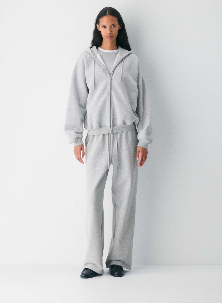 kuscheliger fleece-kapuzenpullover mit mega-reißverschluss heather chrome