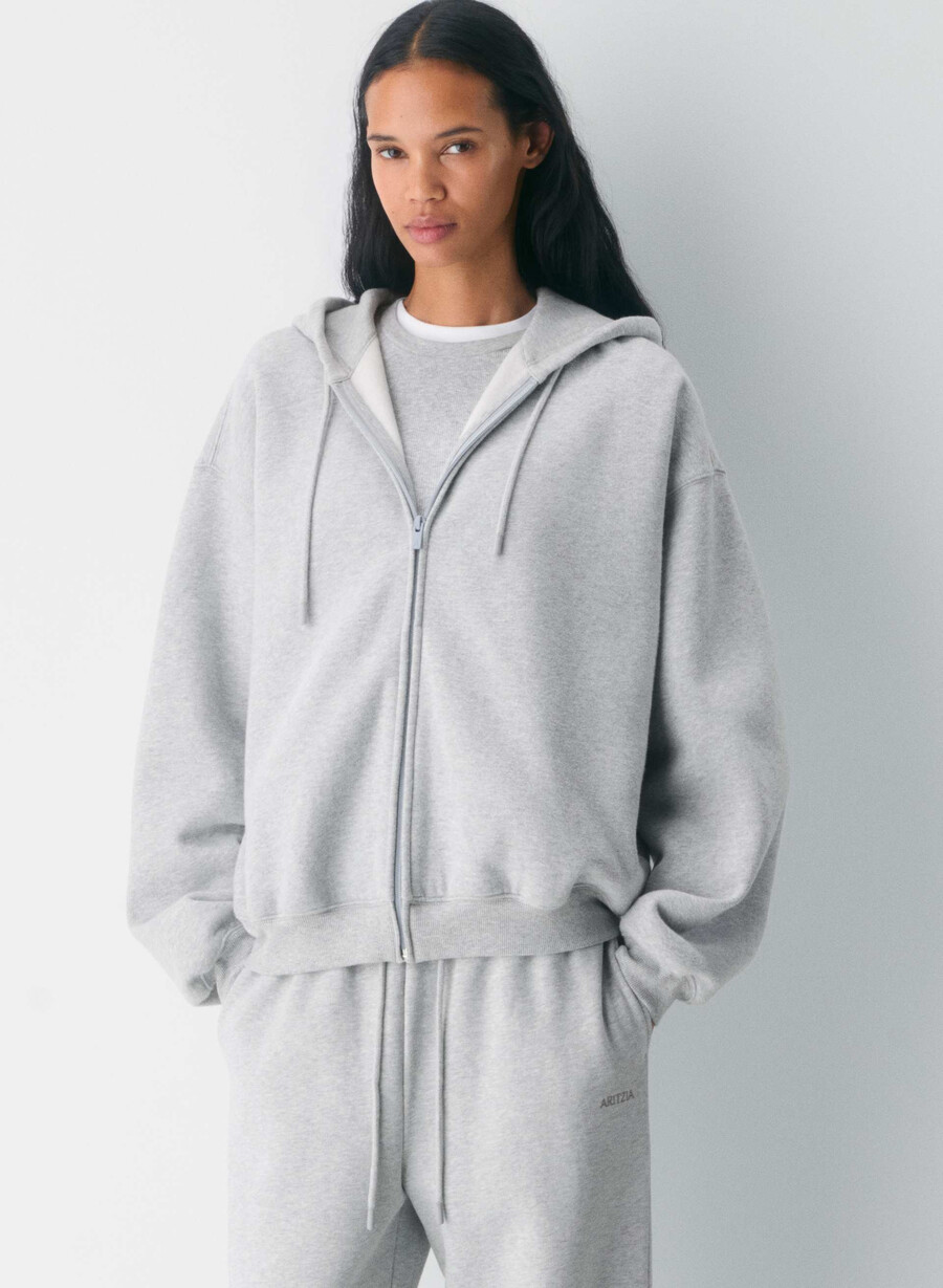 kuscheliger fleece-kapuzenpullover mit mega-reißverschluss heather chrome