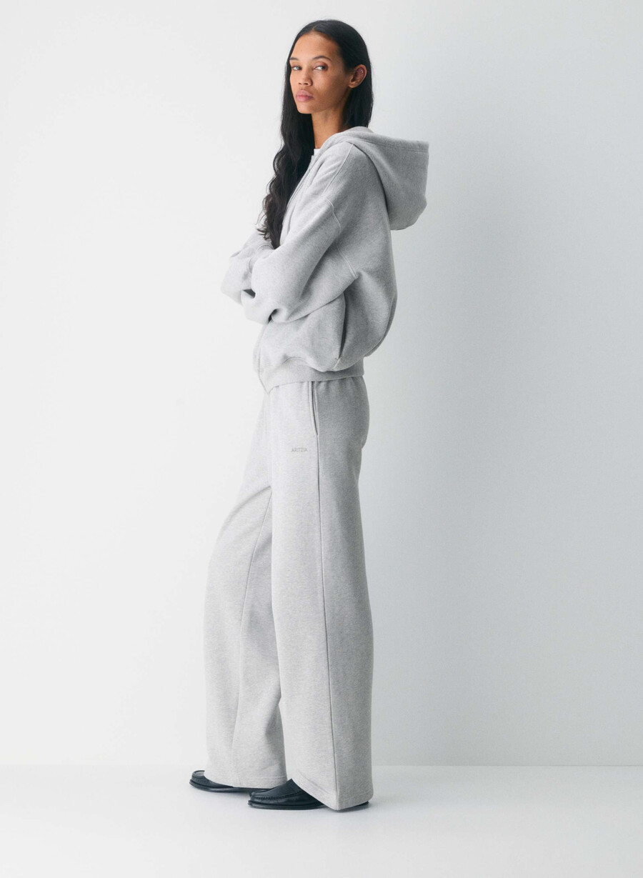 kuscheliger fleece-kapuzenpullover mit mega-reißverschluss heather chrome
