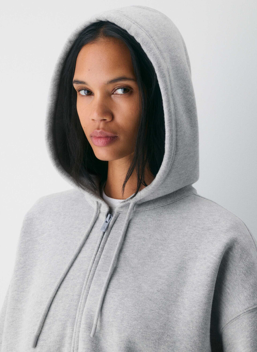 kuscheliger fleece-kapuzenpullover mit mega-reißverschluss heather chrome