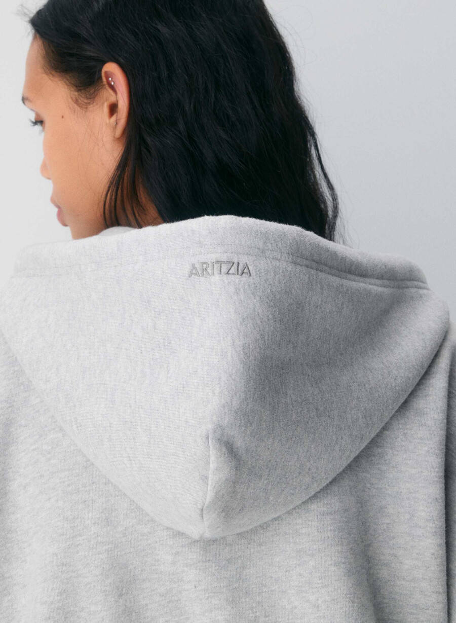 kuscheliger fleece-kapuzenpullover mit mega-reißverschluss heather chrome