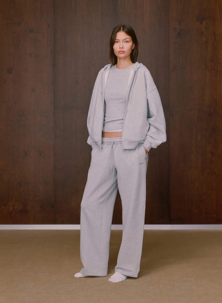 kuscheliger fleece-kapuzenpullover mit mega-reißverschluss heather chrome