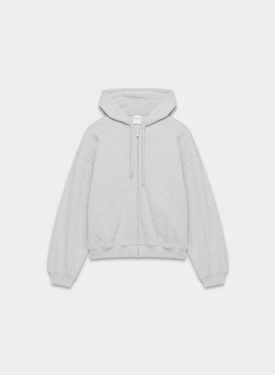 kuscheliger fleece-kapuzenpullover mit mega-reißverschluss heather chrome