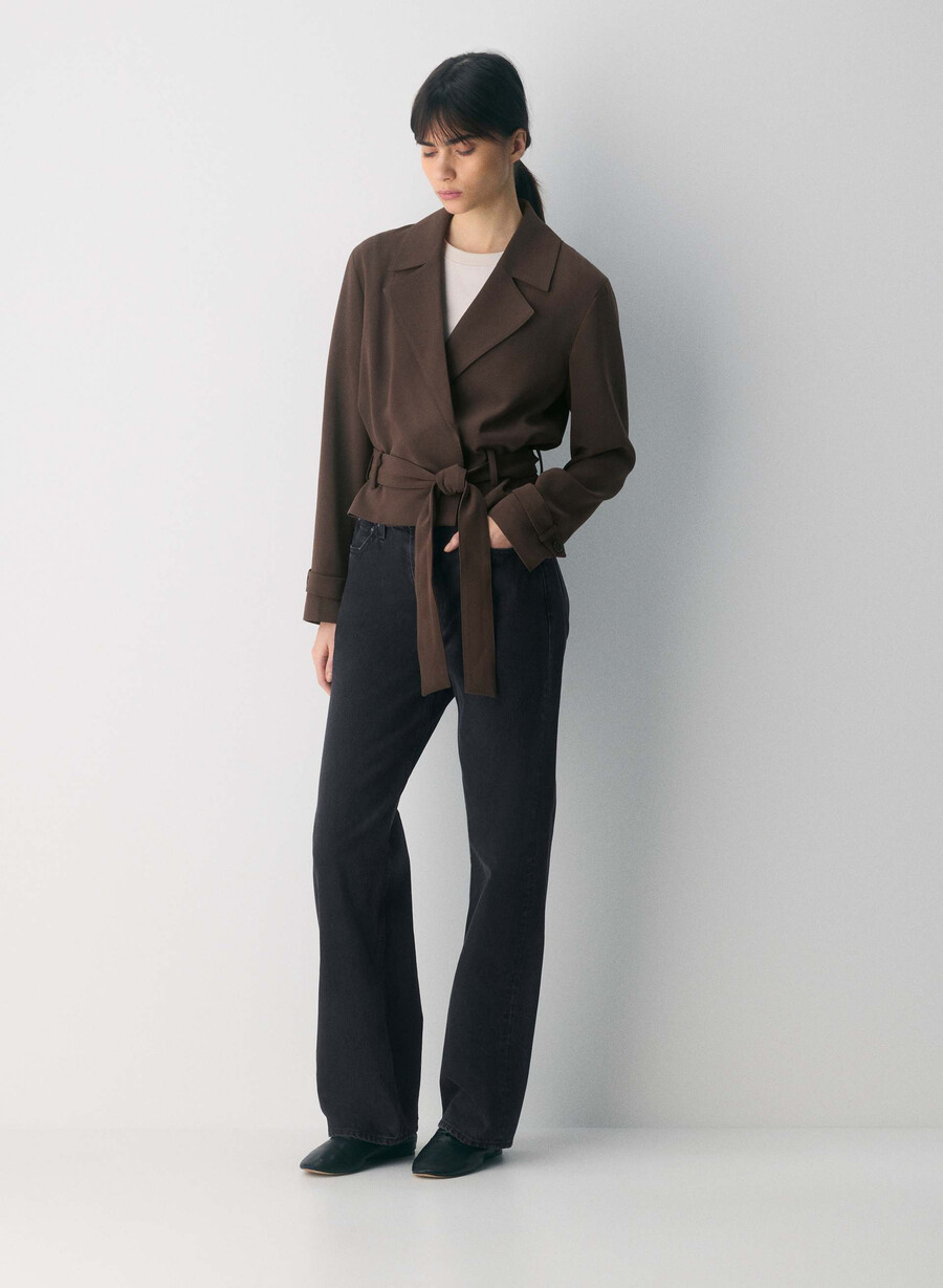 postage trenchcoat - sway crêpe sattes mokkabraun