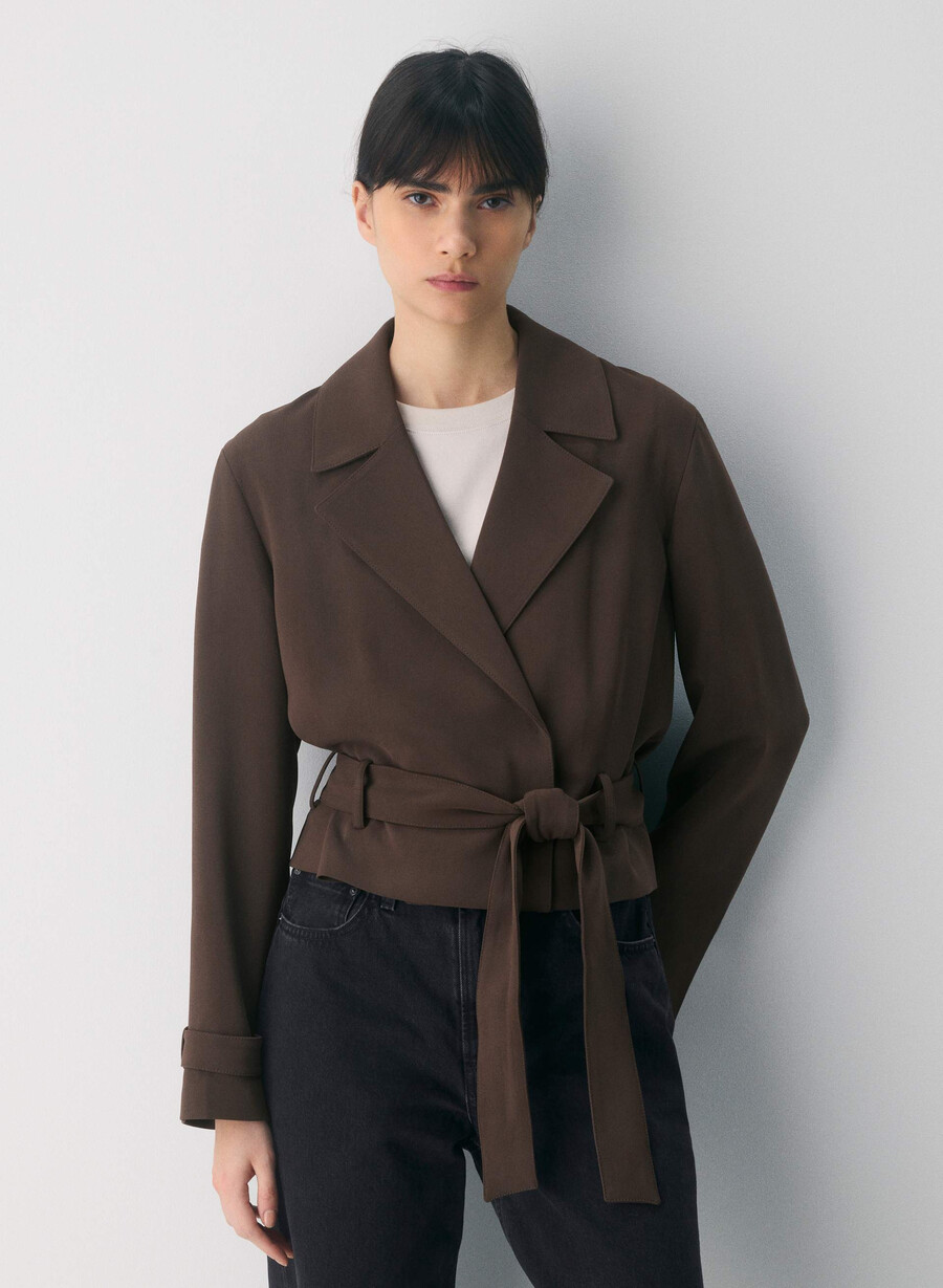 postage trenchcoat - sway crêpe sattes mokkabraun