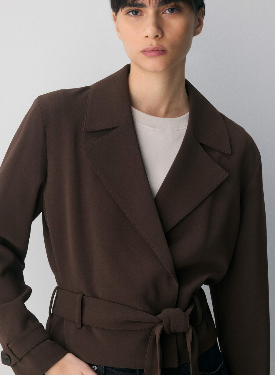 postage trenchcoat - sway crêpe sattes mokkabraun