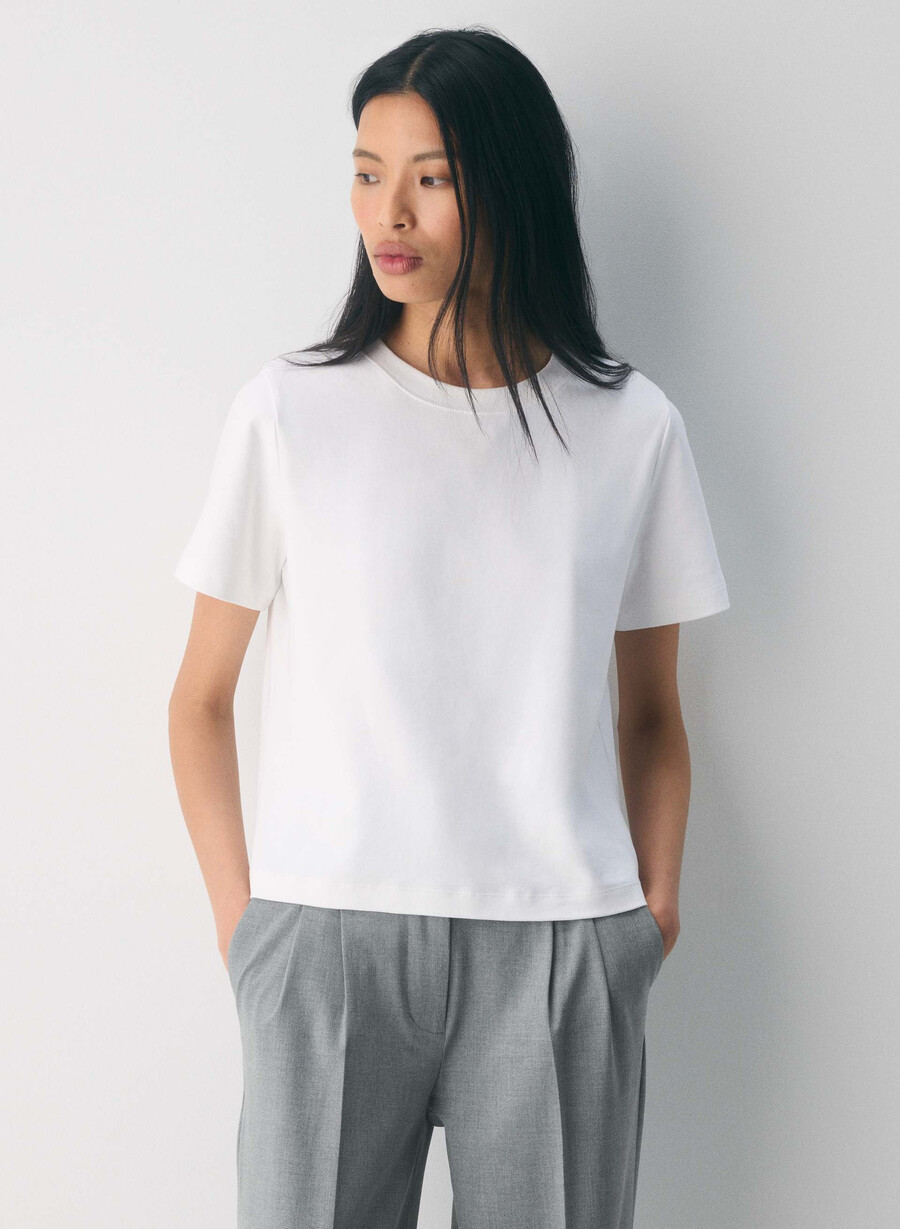 interlock funktions-t-shirt aus baumwolle weiss