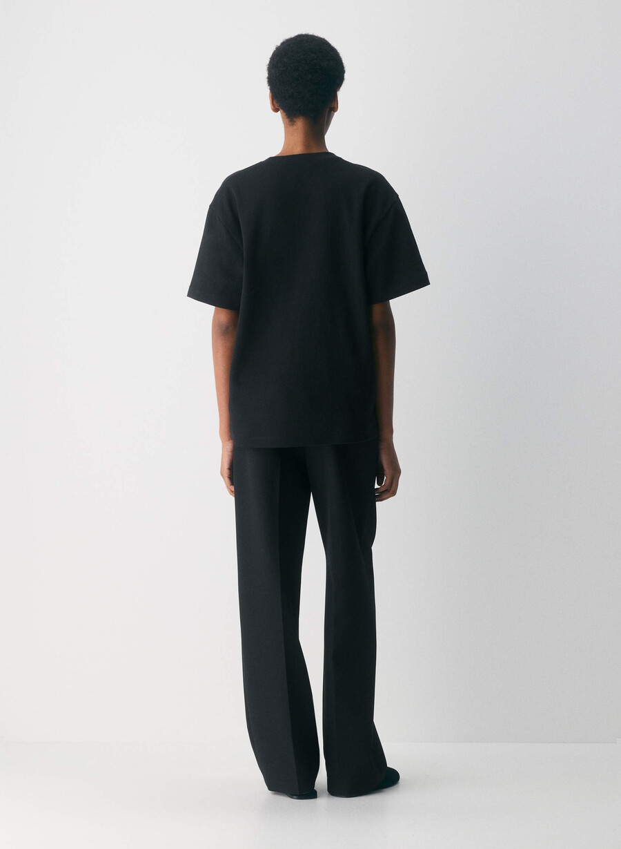 interlock baumwoll-pegasus-t-shirt schwarz