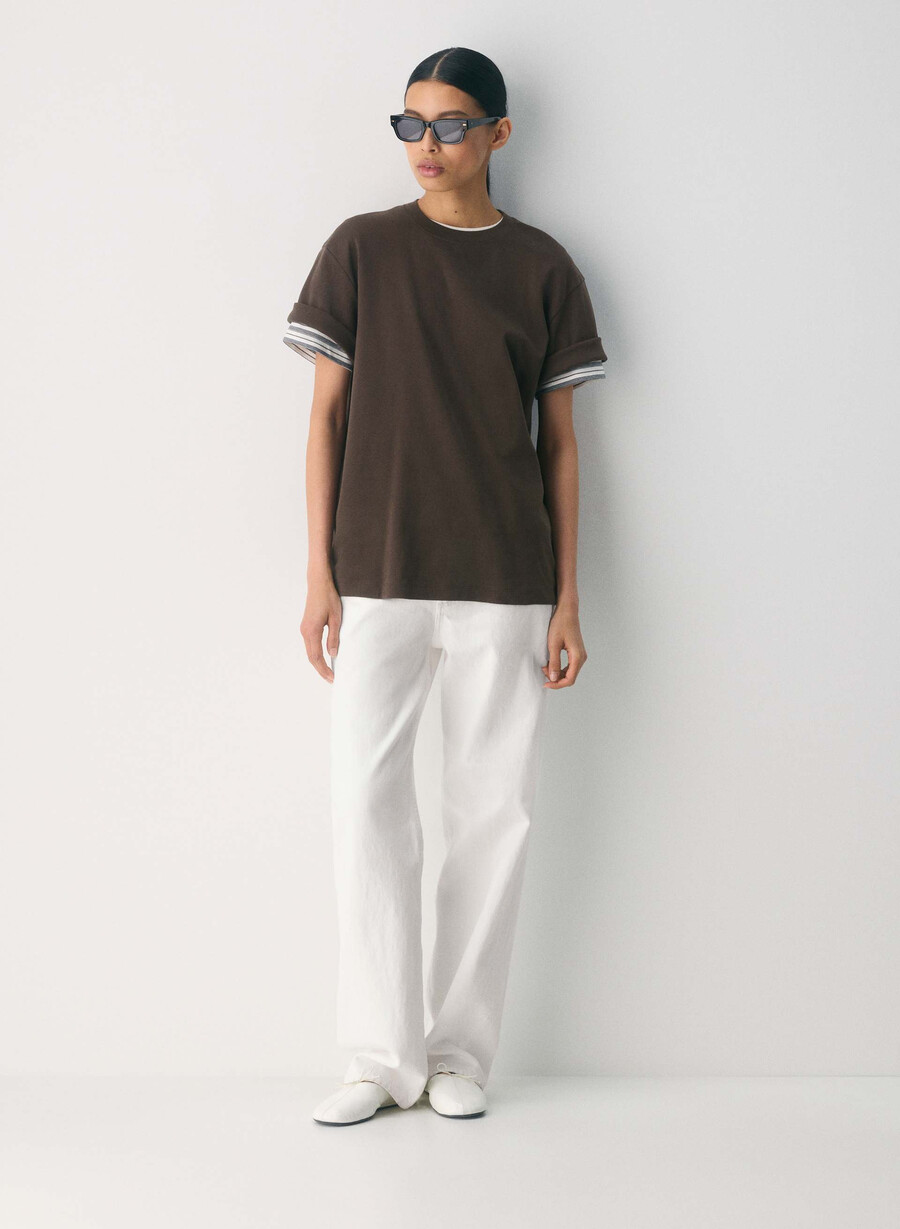 interlock baumwoll-pegasus-t-shirt dunkles mochabraun