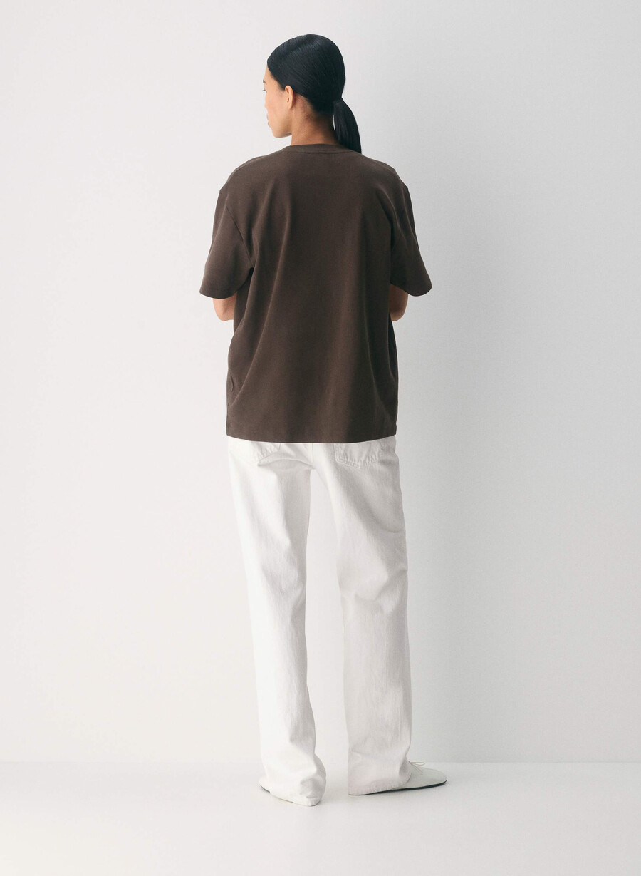 interlock baumwoll-pegasus-t-shirt dunkles mochabraun