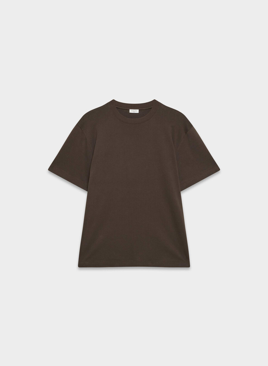 interlock baumwoll-pegasus-t-shirt dunkles mochabraun