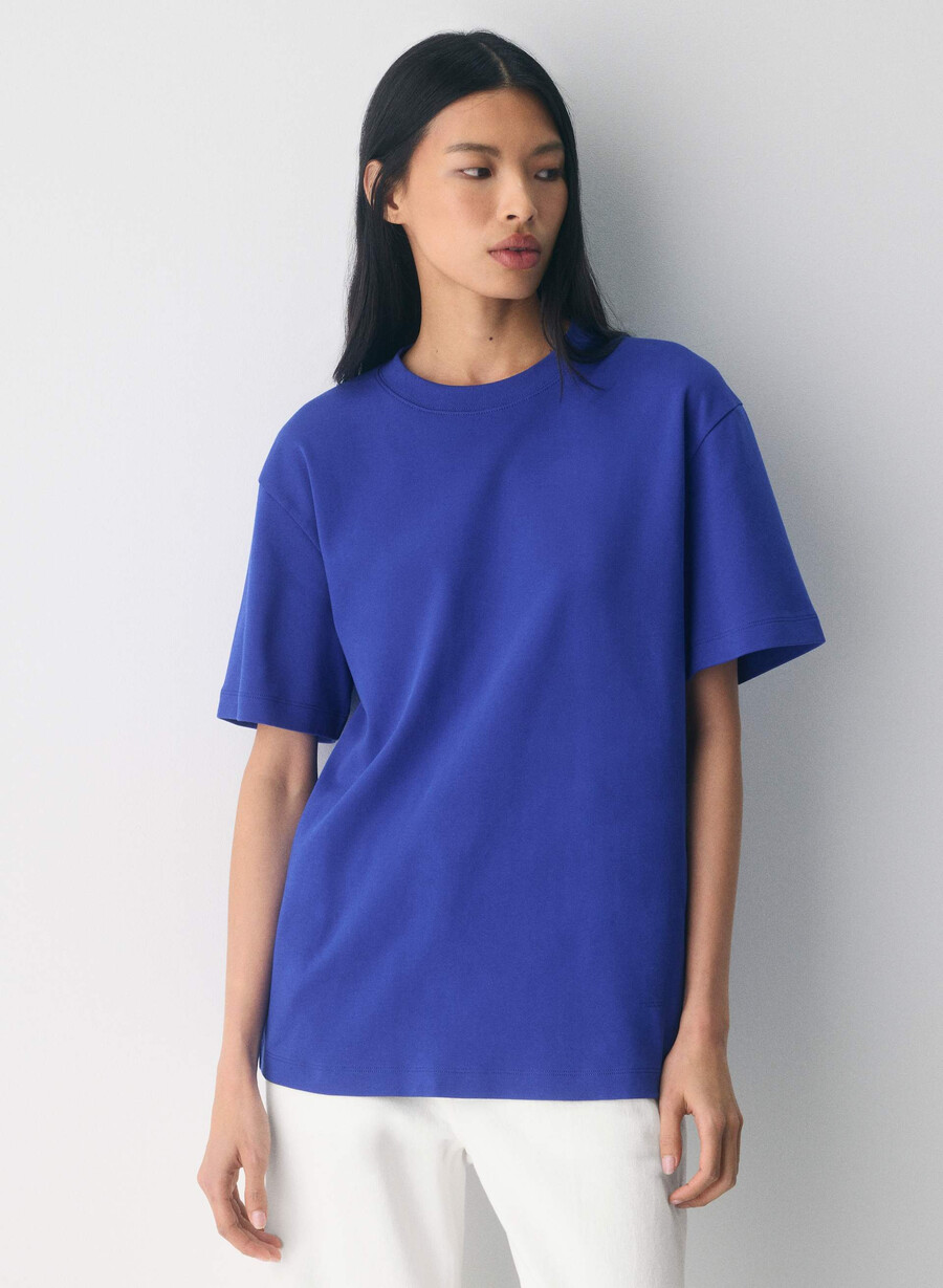 interlock baumwoll-pegasus-t-shirt flammenblau