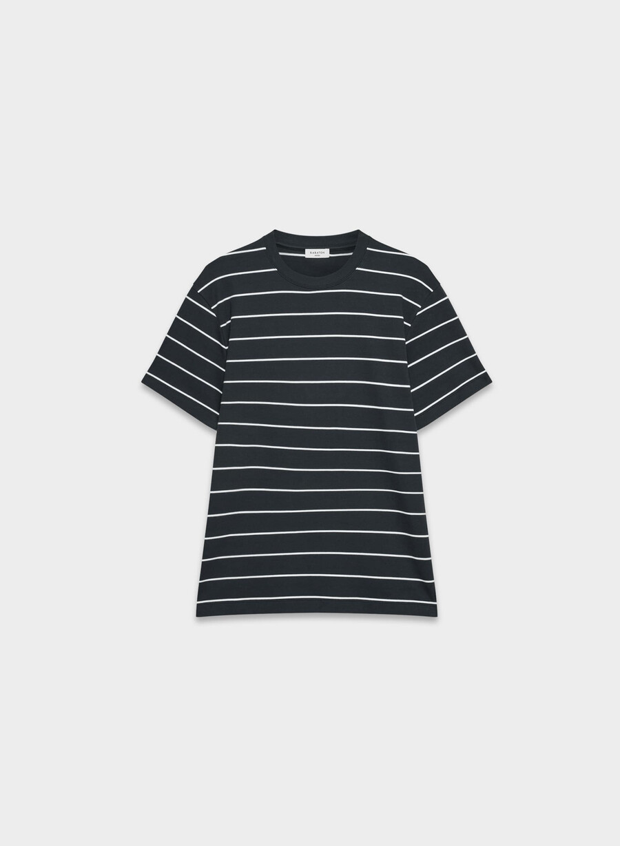 interlock baumwoll-pegasus-t-shirt dunkelblauweiß