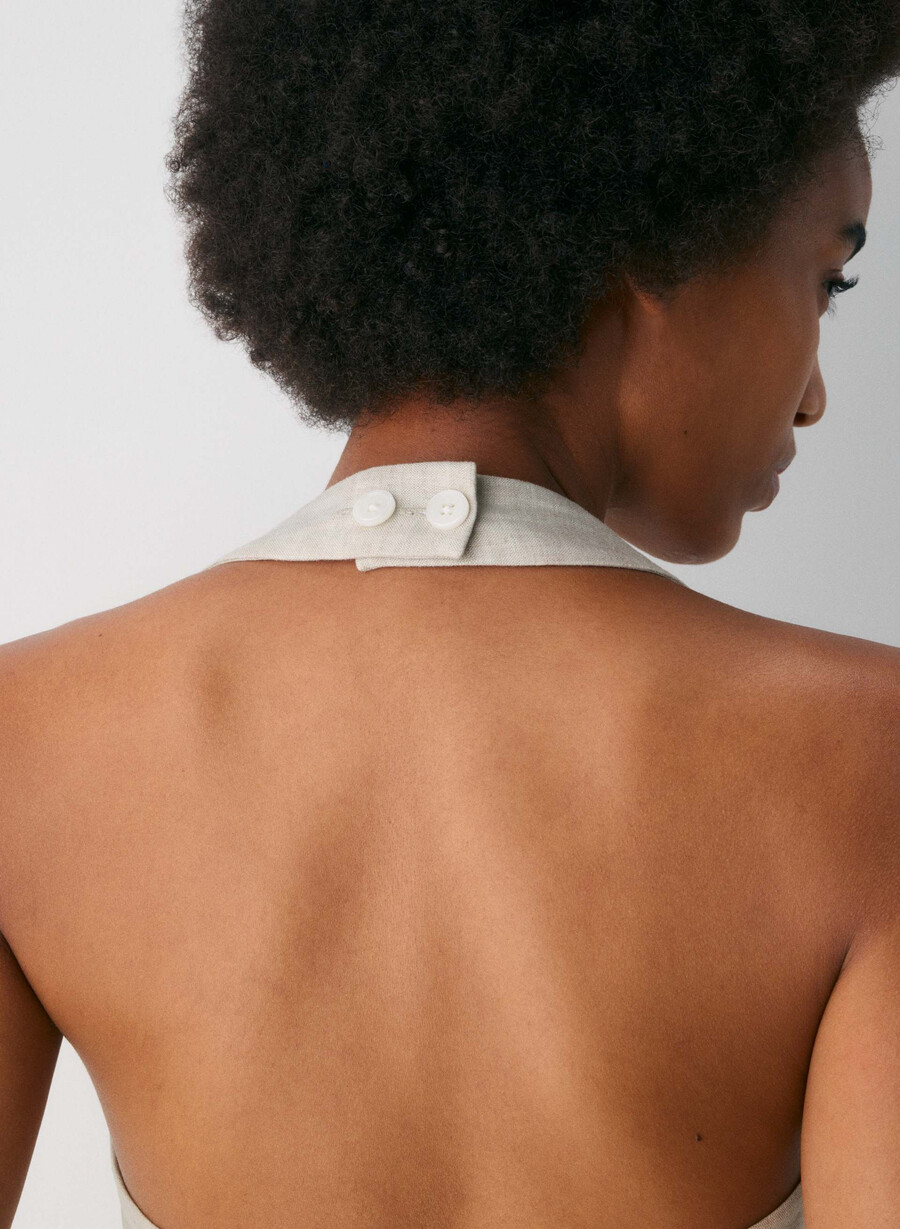 whisper leinen-neckholder-top natural ecru