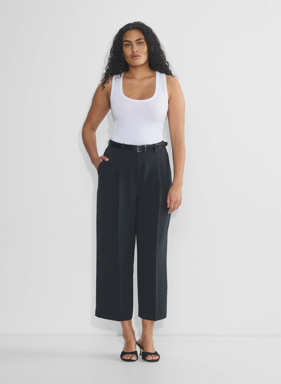 die mühelose hose curve-fit cropped - crepette dunkelnacht marineblau